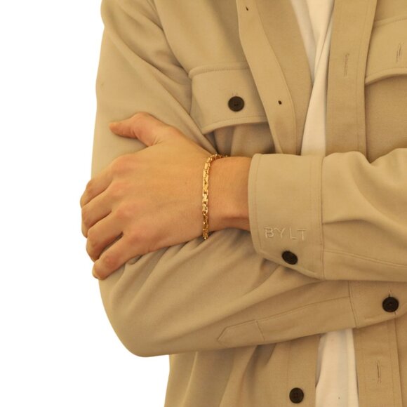 David Yurman Size L Men's Fluted Chain Bracelet 9" - Yellow Gold 18k - Picture 2 of 7